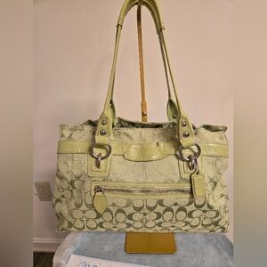 Coach Light Green Signature Shoulder Bag Y2K Fair Condition